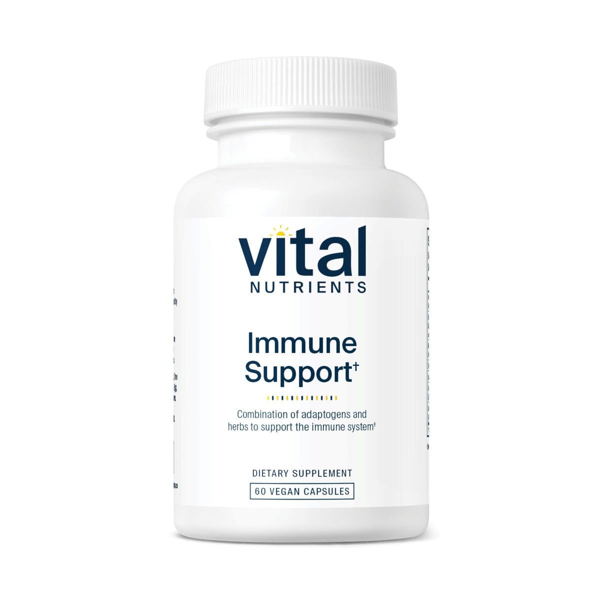 Vital Nutrients Immune Support bottle front, showcases easy-to-take capsules for daily immune support.