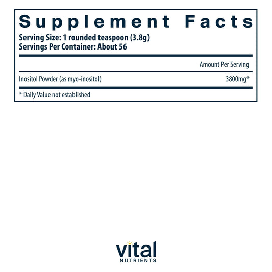 Vital Nutrients Inositol powder with scoop, easy-to-dose for daily energy and nervous system support.