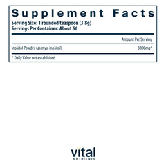 Vital Nutrients Inositol powder with scoop, easy-to-dose for daily energy and nervous system support.