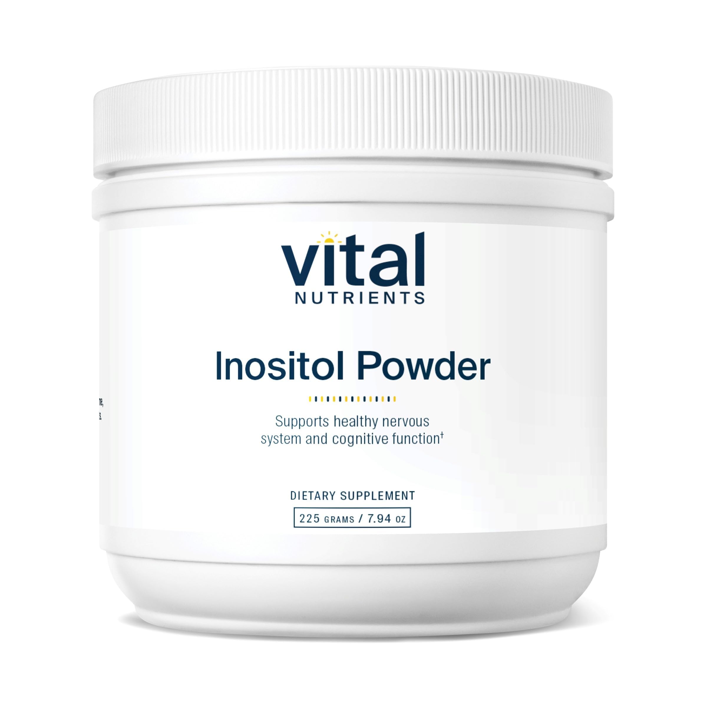 Vital Nutrients Inositol powder front view, convenient vegan nourishment for metabolism and mood balance.