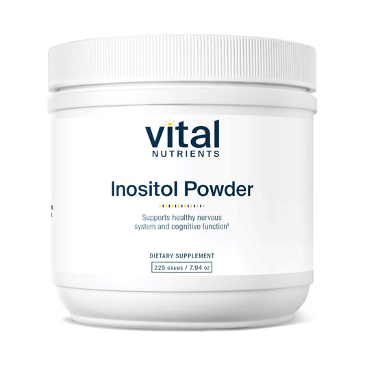 Vital Nutrients Inositol powder front view, convenient vegan nourishment for metabolism and mood balance.