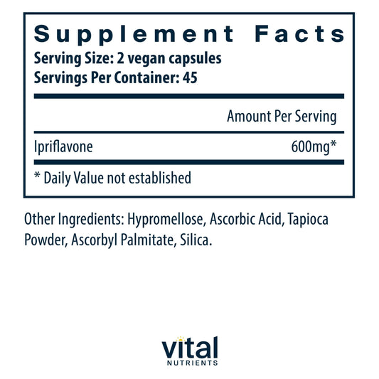 Vital Nutrients Ipriflavone capsules close-up for easy daily bone support
