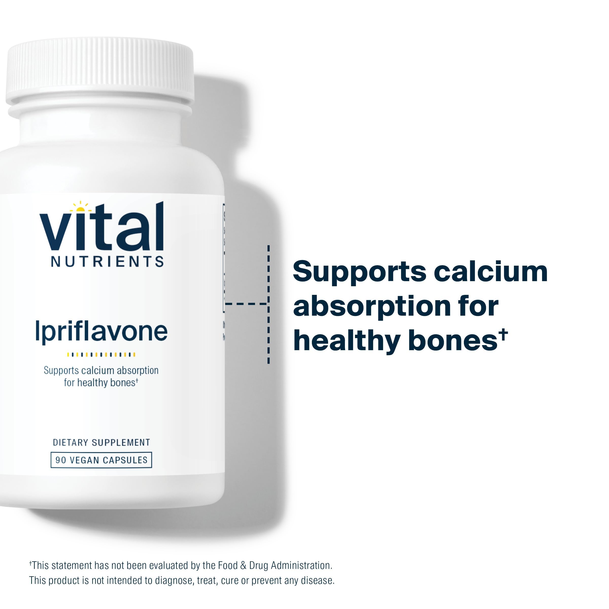 Vital Nutrients ipriflavone label shows gluten, dairy and soy free nutrition