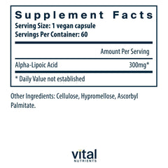 Vital Nutrients bottle front showing vegan, gluten-free formulation.