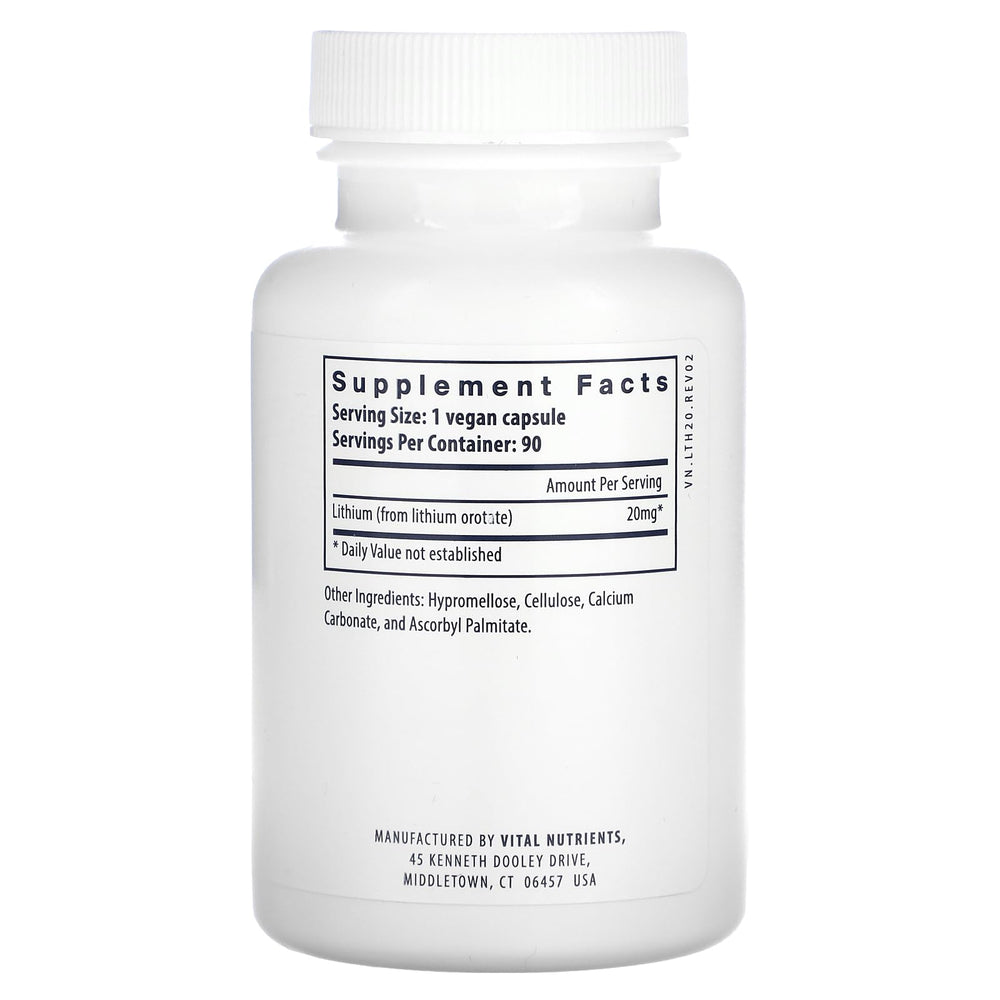 Vital Nutrients Lithium Orotate capsules ready for daily wellness and stress support
