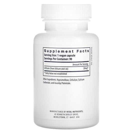 Vital Nutrients Lithium Orotate capsules ready for daily wellness and stress support