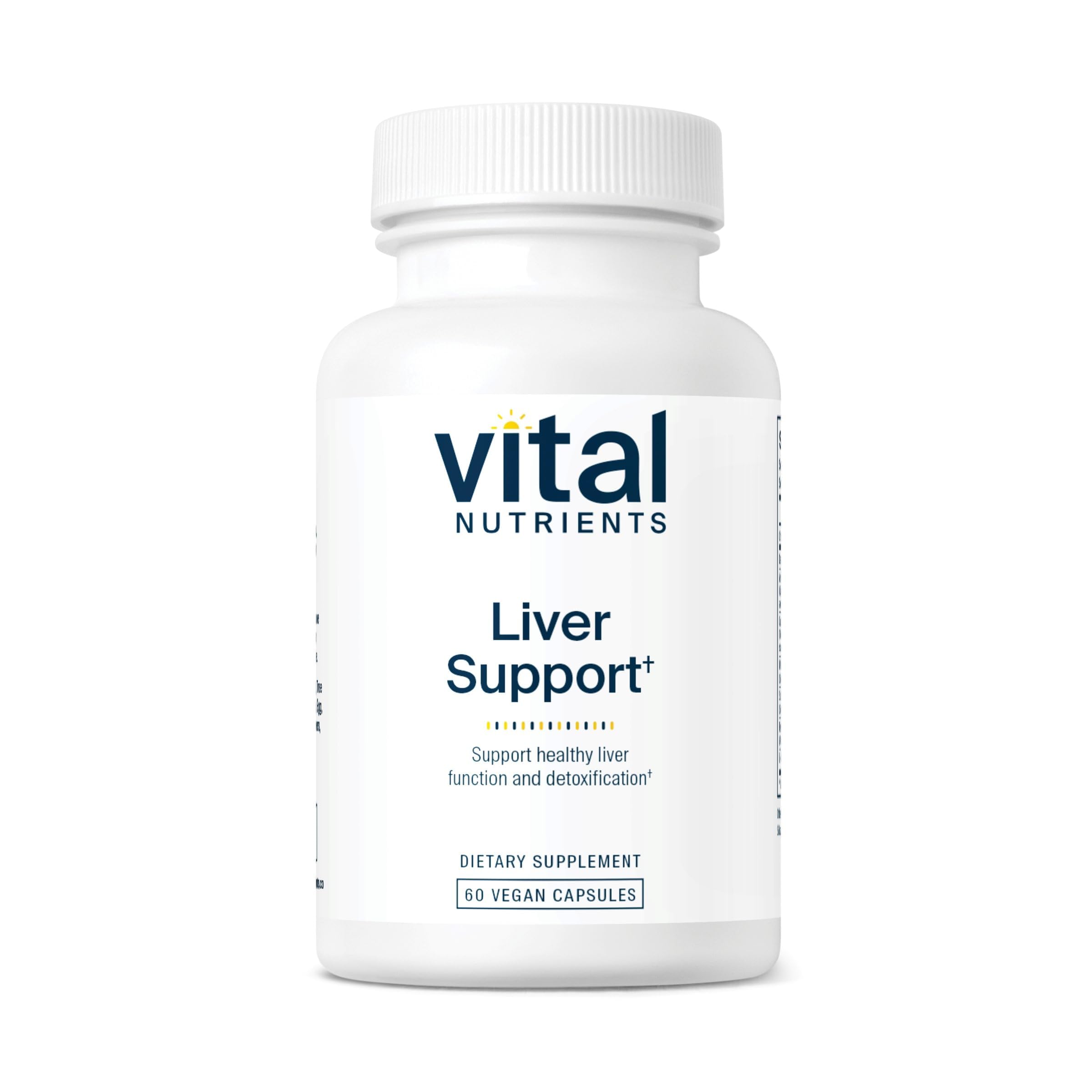 Vital Nutrients Liver Support bottle front, vegan supplement for liver health.