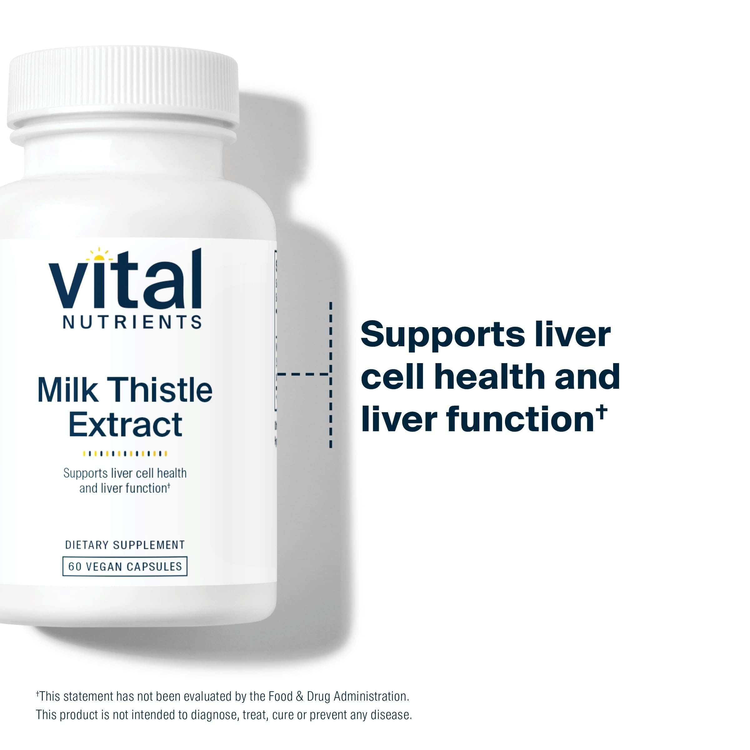 Vital Nutrients Milk Thistle Extract bottle pour for easy daily use.