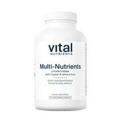 Vital Nutrients Multi-Nutrients 2 bottle label shows a clean, hypoallergenic formula for daily wellness