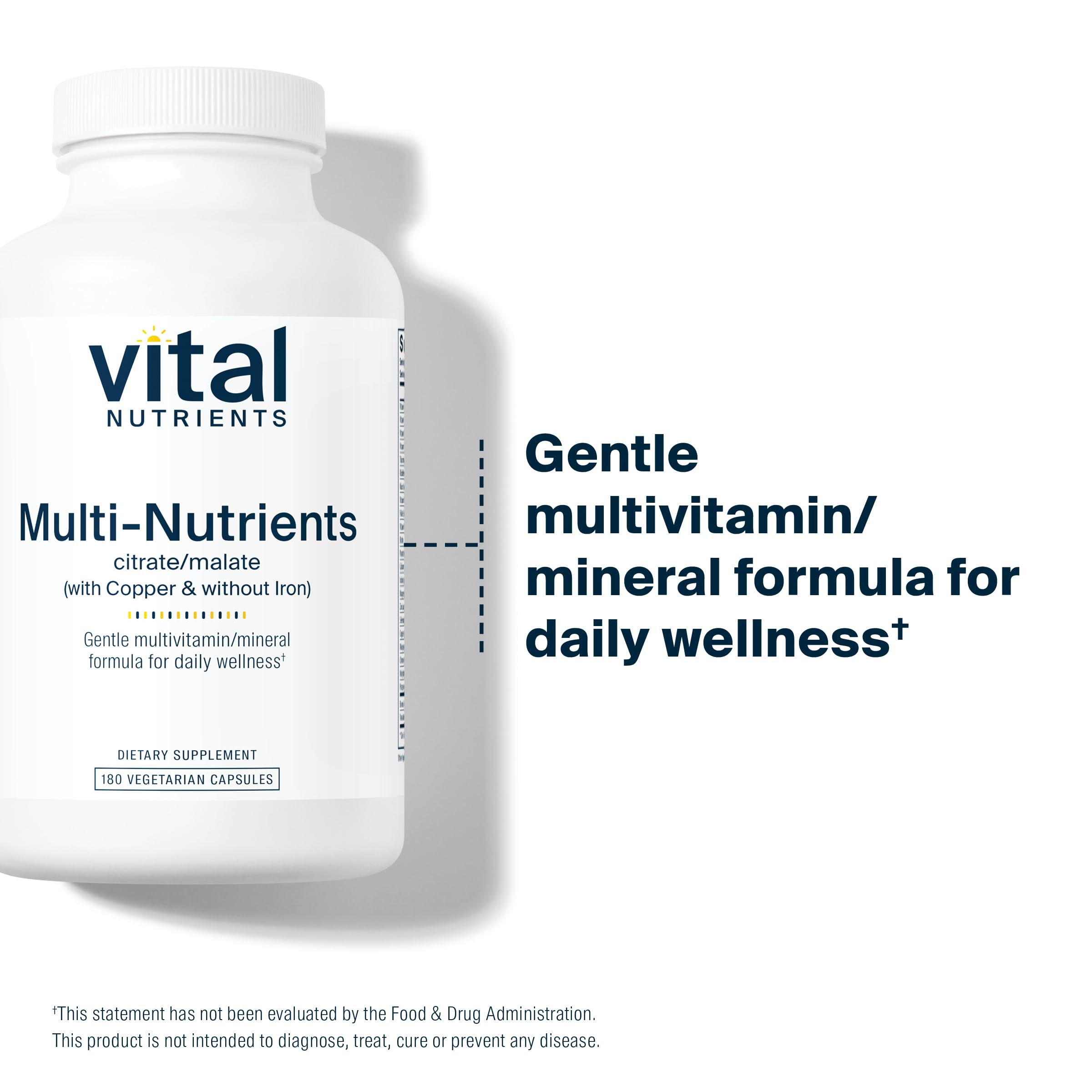 Vital Nutrients Multi-Nutrients 2 ingredient list emphasizes citrate/malate minerals and copper