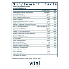 Vital Nutrients Multi-Nutrients capsules close-up with citrate malate formula.