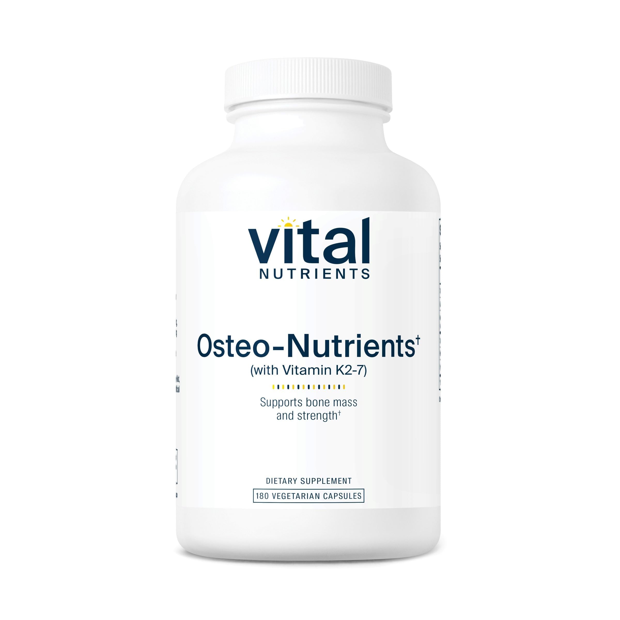 Vital Nutrients Osteo-Nutrients bottle with capsules supports bone health and heart function.
