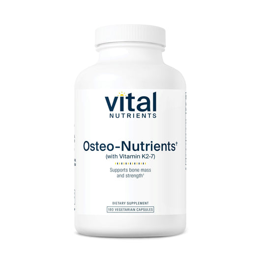 Vital Nutrients Osteo-Nutrients bottle with capsules supports bone health and heart function.