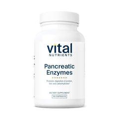 Vital Nutrients Pancreatic Enzymes bottle front showing full-strength digestion support