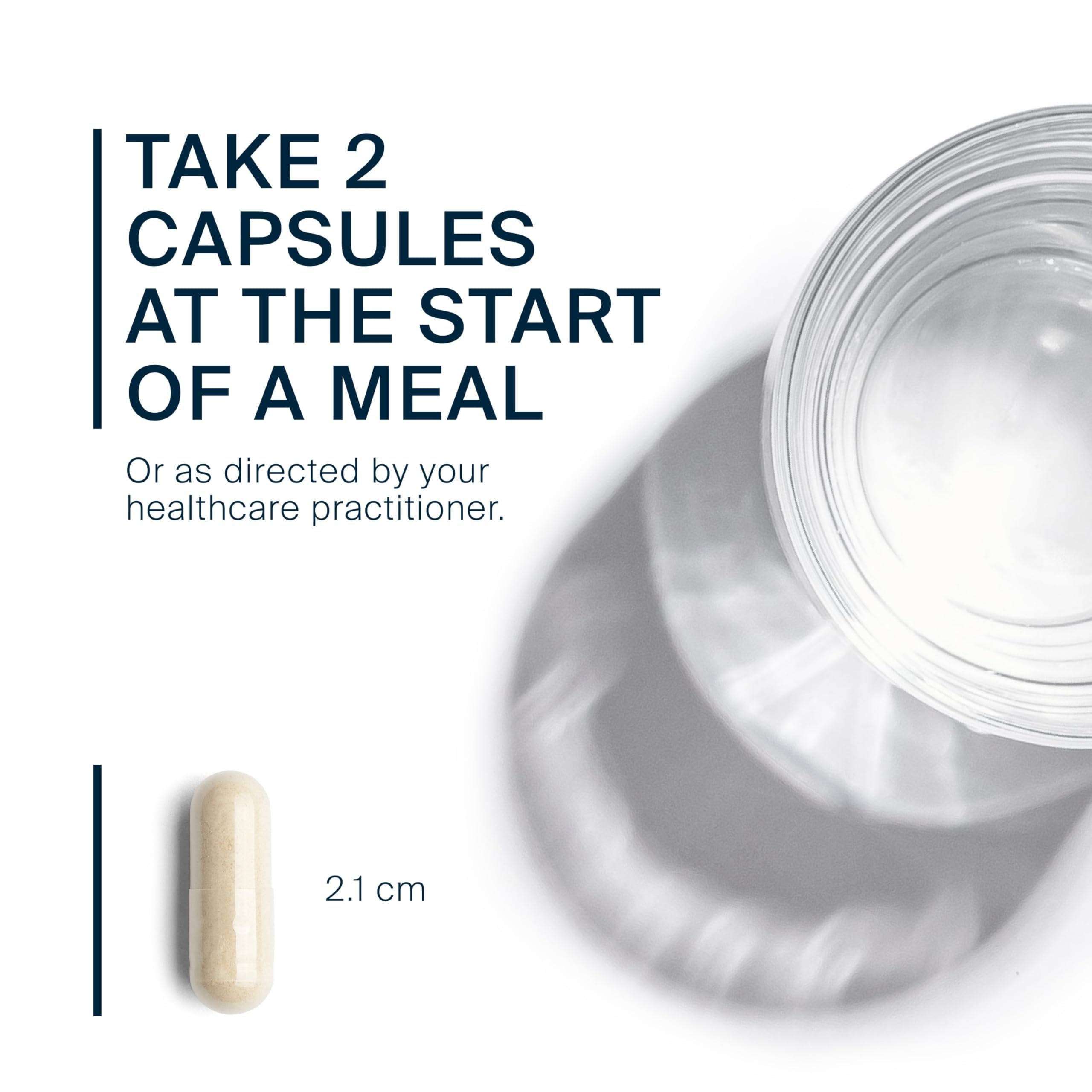 Vital Nutrients Pancreatin & Ox Bile on meal use shows capsule with meals.