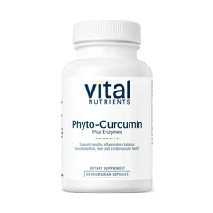 Vital Nutrients Phyto-Curcumin Plus Enzymes bottle front with a clean label for everyday wellness support.
