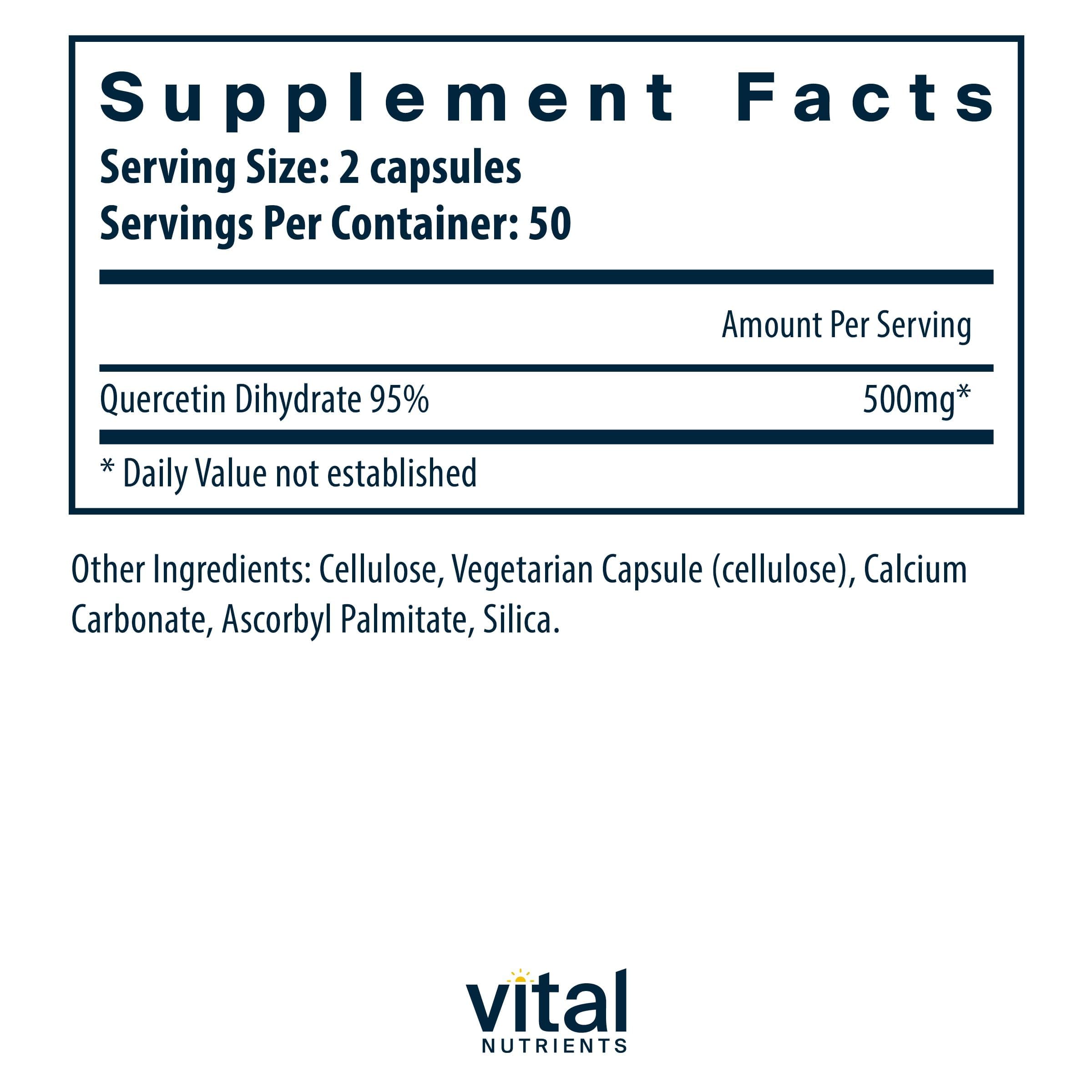 Vital Nutrients Quercetin capsules ready for easy daily intake and immune support