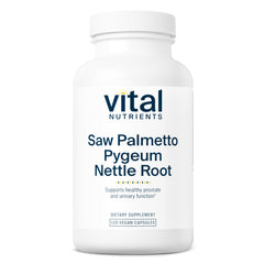 Vital Nutrients saw palmetto-pygeum-nettle capsules for daily prostate support.