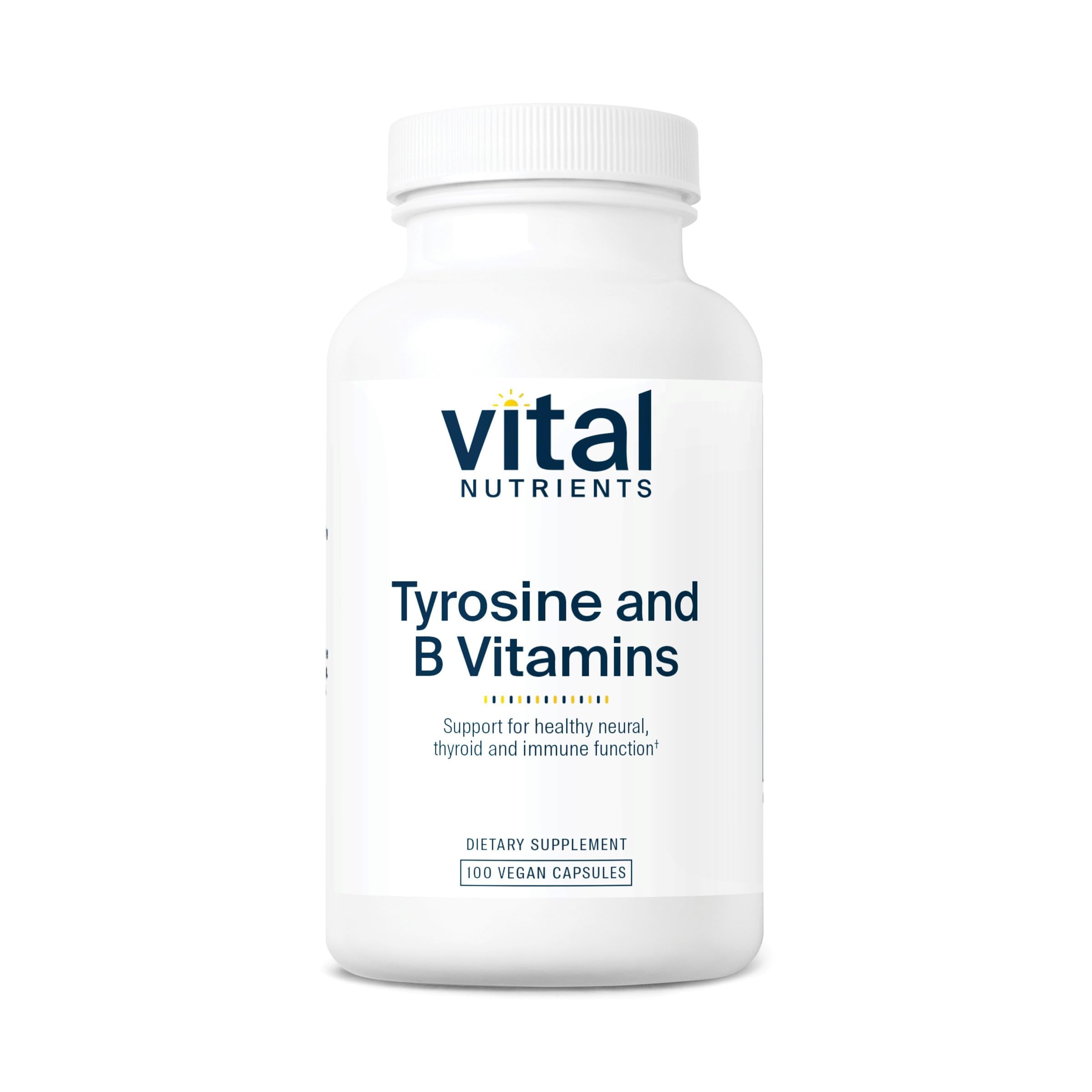 Vital Nutrients Tyrosine and B Vitamins bottle supports focus and energy