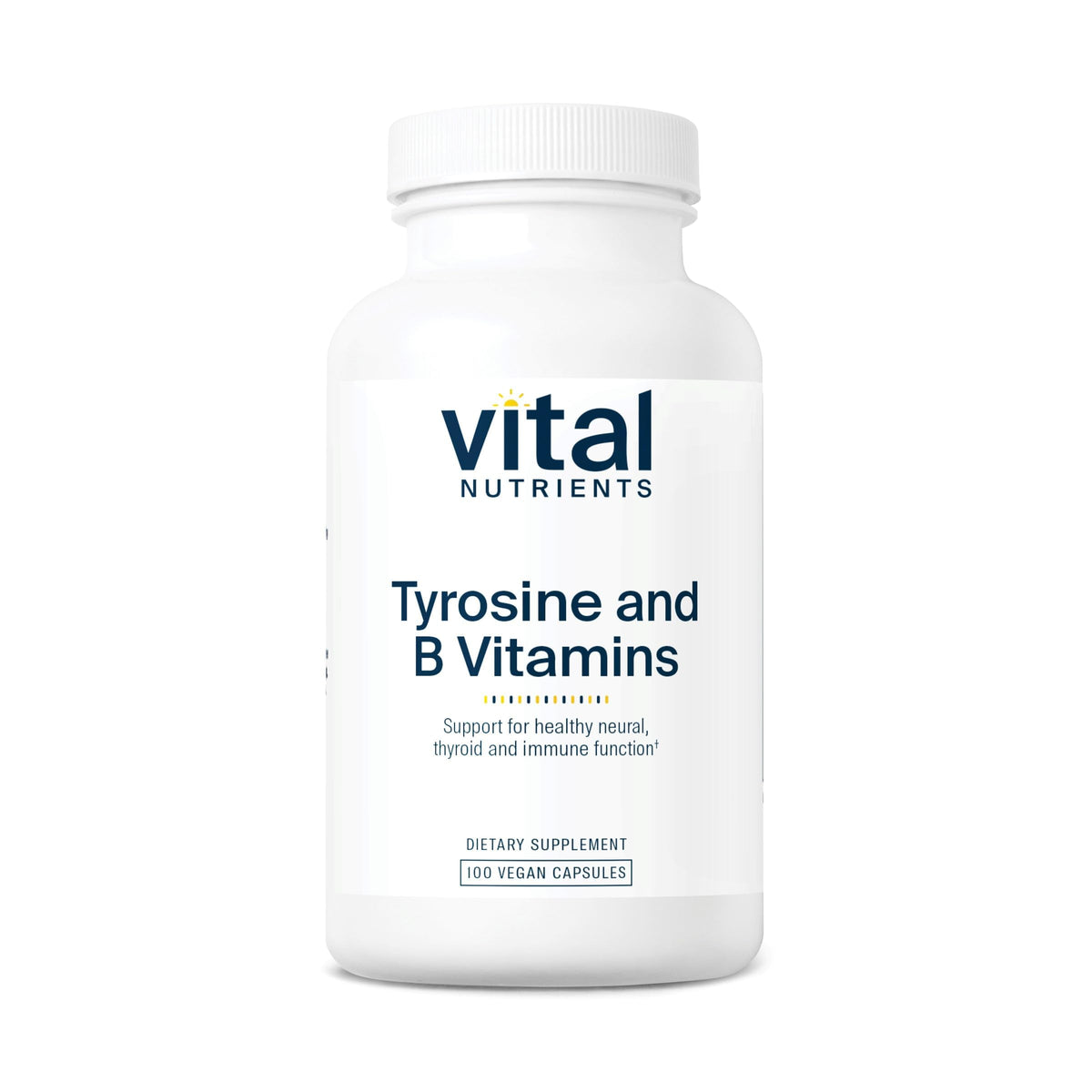 Vital Nutrients Tyrosine and B Vitamins bottle supports focus and energy