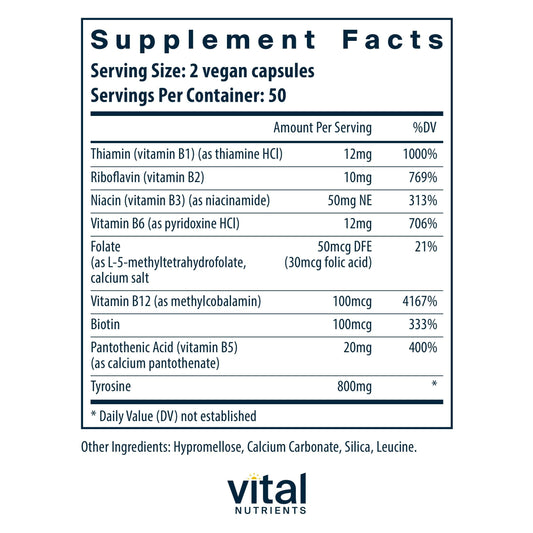 Vital Nutrients Tyrosine and B Vitamins capsules may promote daily mental clarity
