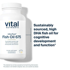 Vital Nutrients Ultra Pure Fish Oil 675 label highlighting clean, non-GMO formula