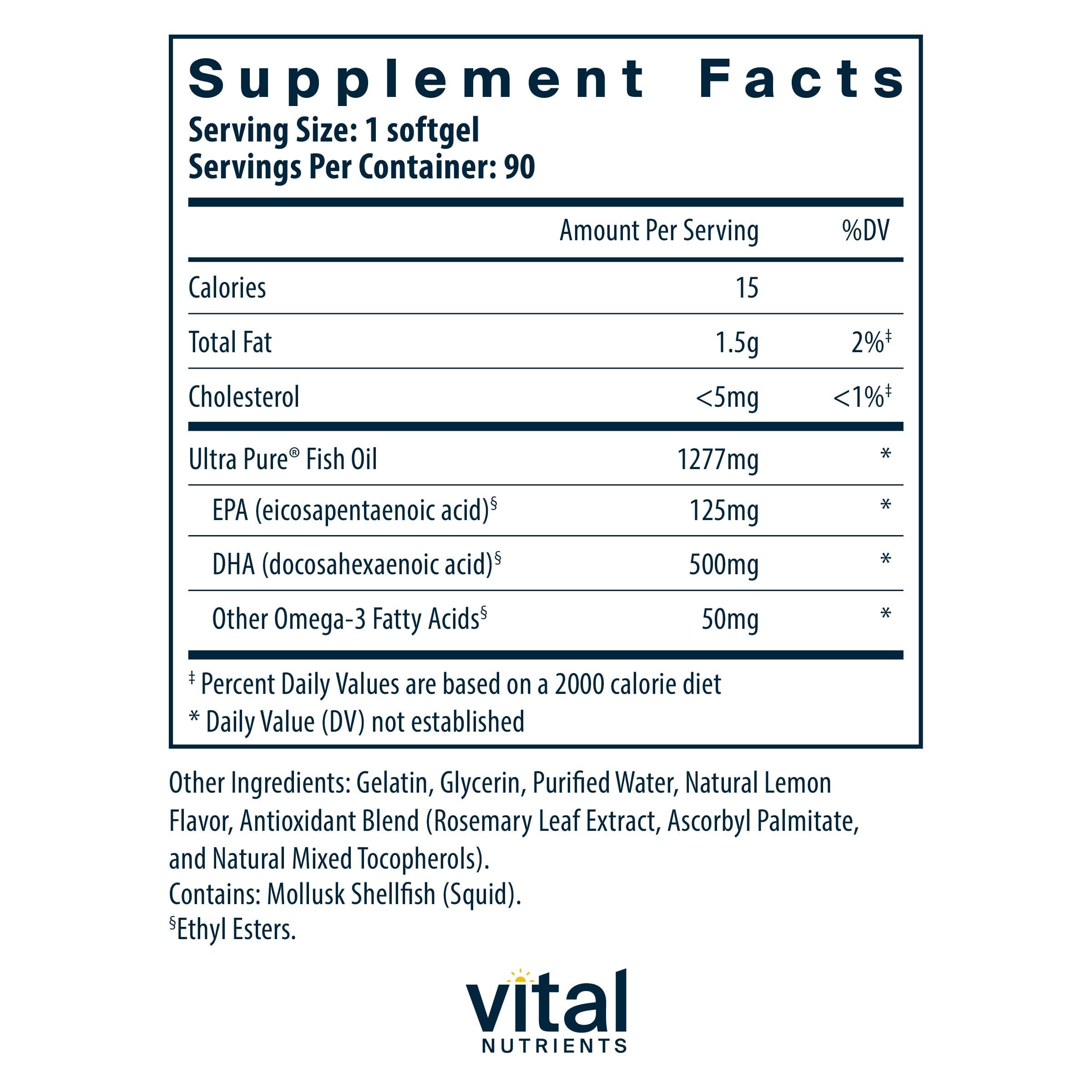 Vital Nutrients Ultra Pure Fish Oil 675 pour demonstrating smooth mix with lemon flavor
