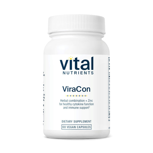 Vital Nutrients ViraCon bottle cap highlighting vegan immune support potential.