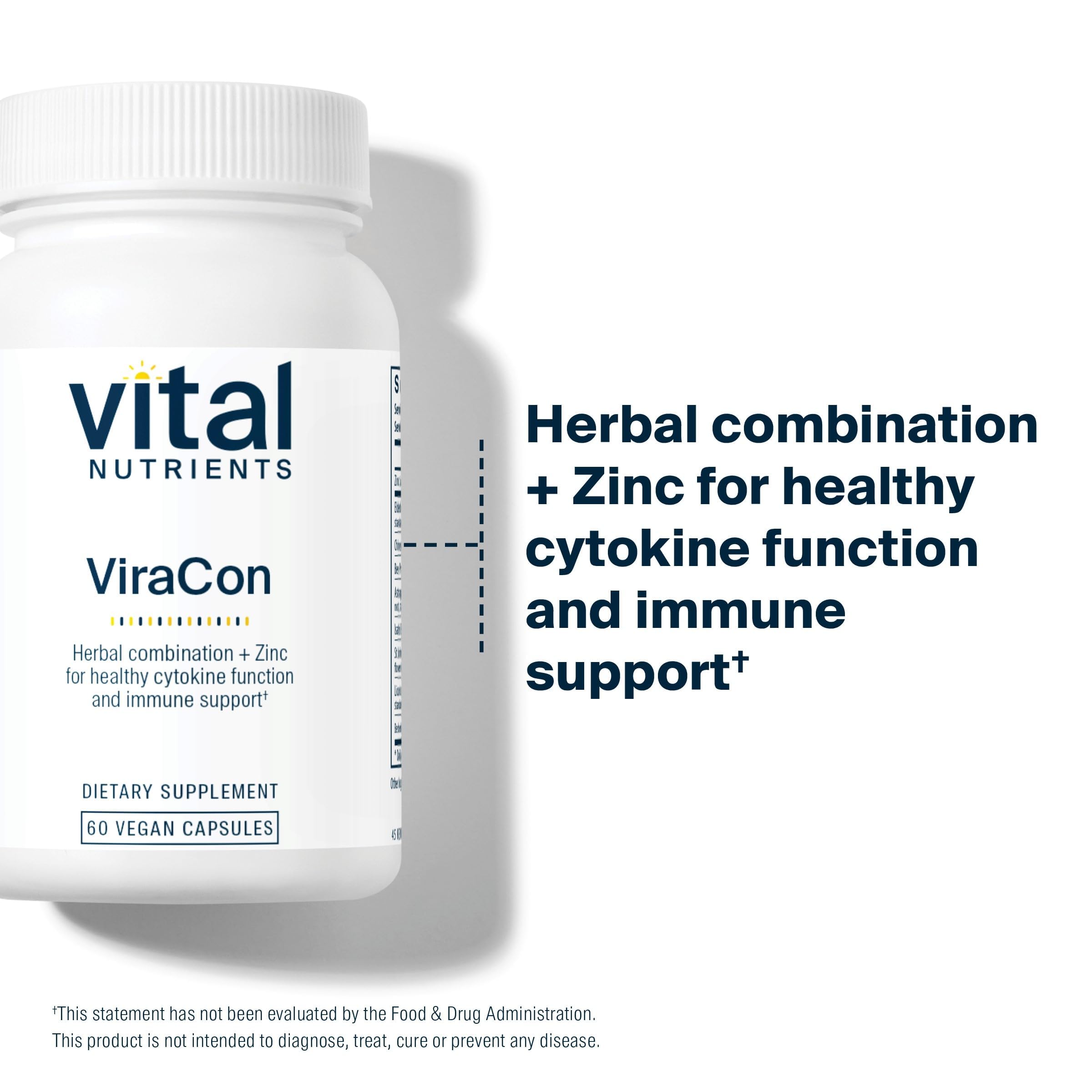 Vital Nutrients ViraCon elderberry ingredients visual emphasizing respiratory health potential.