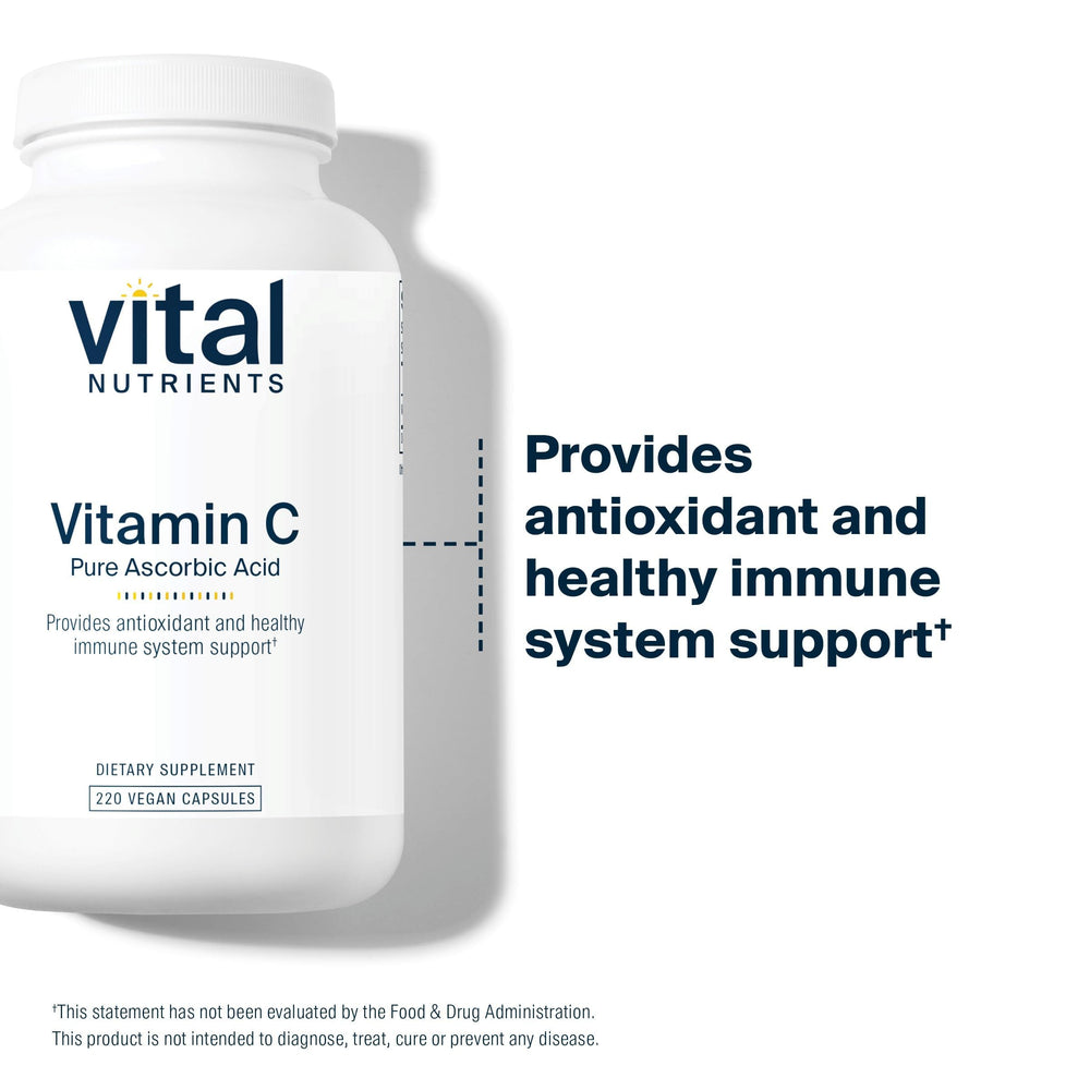Vital Nutrients Vitamin C 1000mg glass jar with capsules on display