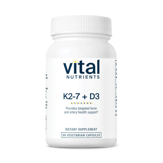 Vital Nutrients vitamin d3-k2 bottle close-up suggests bone health support