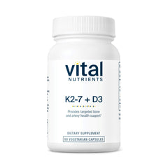 Vital Nutrients vitamin d3-k2 bottle close-up suggests bone health support