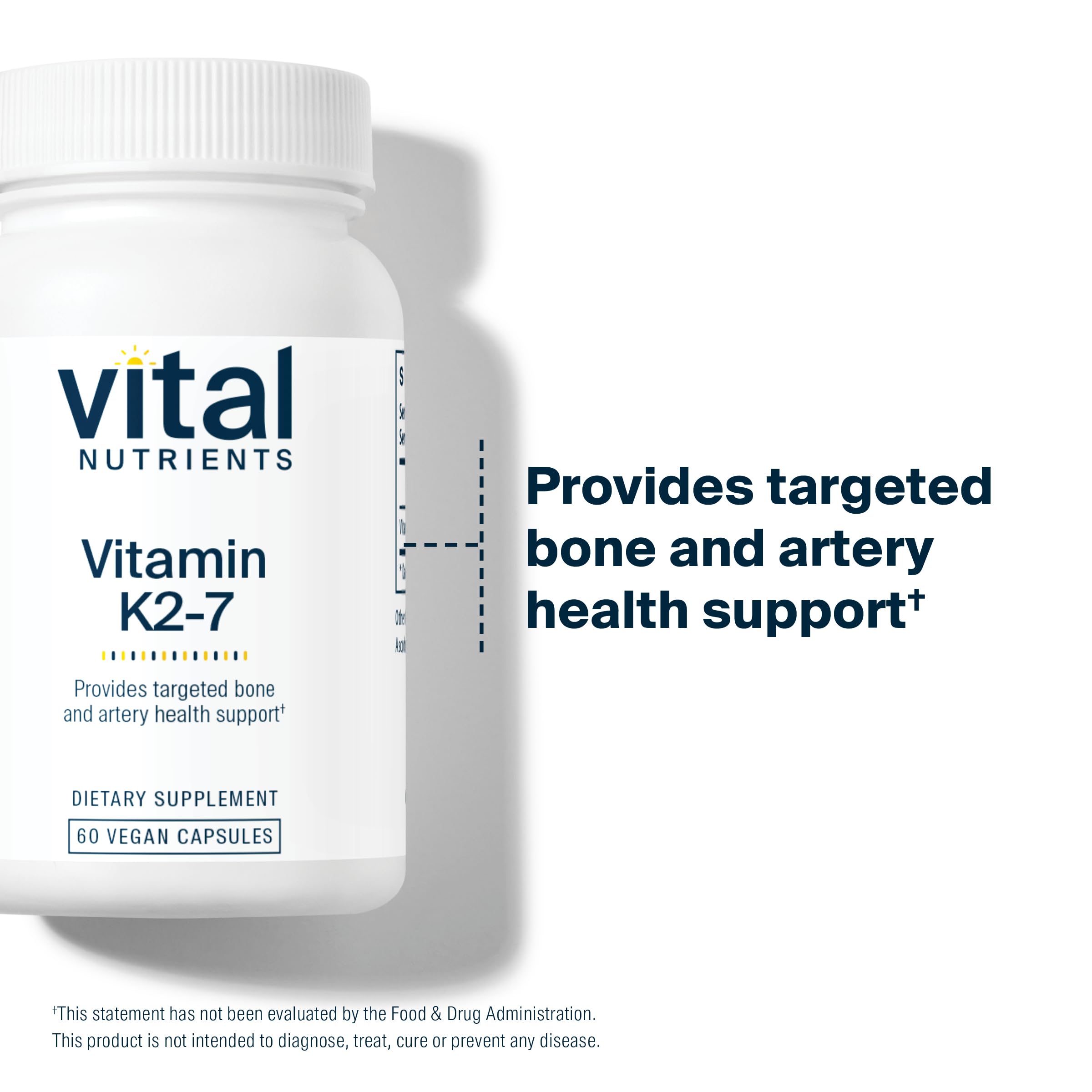 Vital Nutrients Vitamin K2-7 usage scene with capsule bottle on desk