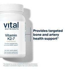 Vital Nutrients Vitamin K2-7 usage scene with capsule bottle on desk
