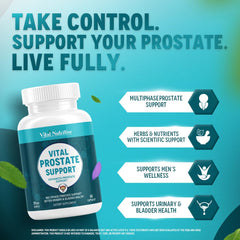 Vital Nutritive Prostate Support packaging box highlighting trusted ingredients for men.