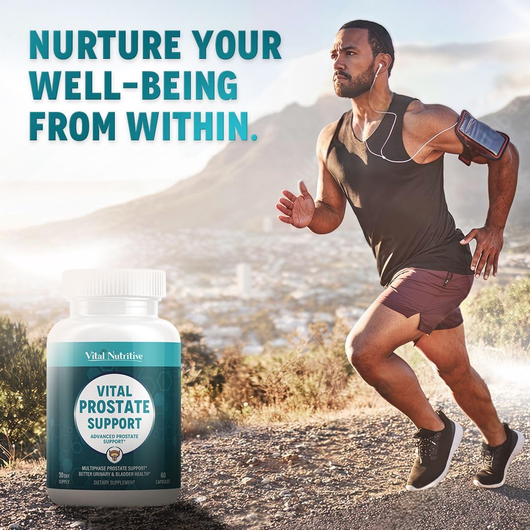 Vital Nutritive Prostate Support third-party tested badge on product packaging.