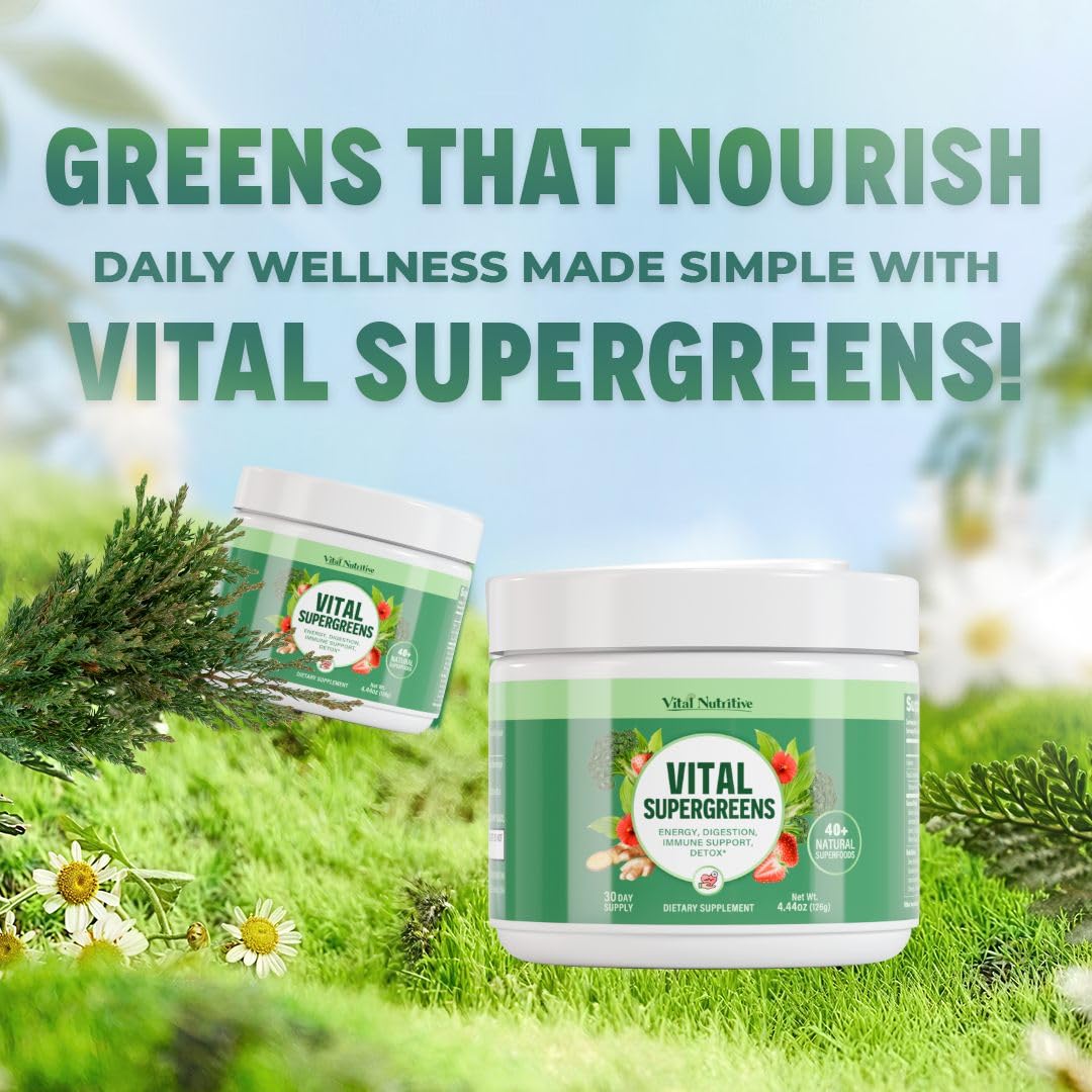 Vital Nutritive Vital Greens scoop showing easy serving for nutrient-dense start