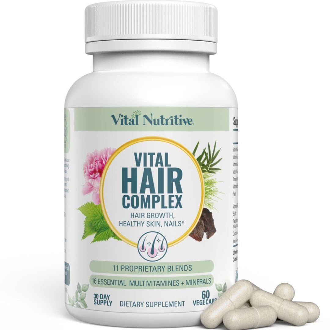 VITAL NUTRITIVE Vital Hair Complex bottle—daily capsules for hair wellness and vitality.