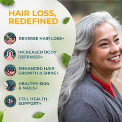 Hand holds Vital Hair Complex capsules for convenient daily hair growth support.