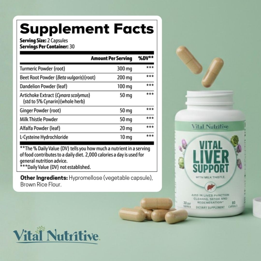 Vital Nutritive Vital Liver Support GMP-certified facility label.