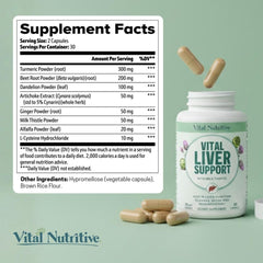 Vital Nutritive Vital Liver Support GMP-certified facility label.