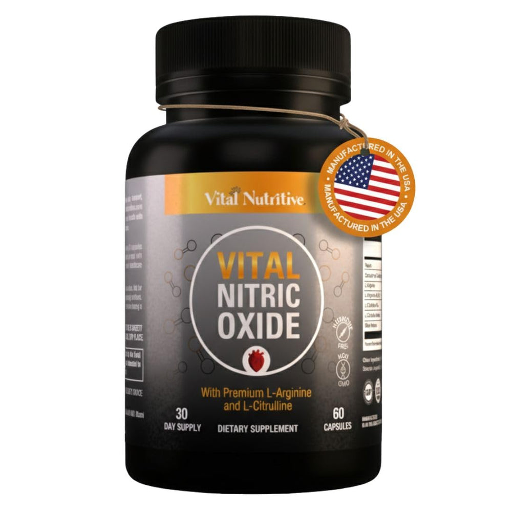 VITAL NUTRITIVE Vital Nitric Oxide bottle front supports energy for workouts