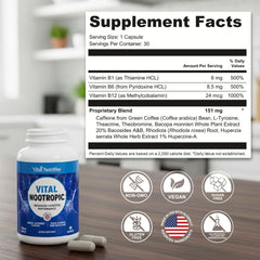 Professional workspace with Vital Nootropic bottle for sustained attention.