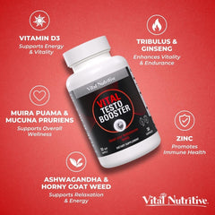 Vital Testo Support daily-use package showcases convenient one-month supply