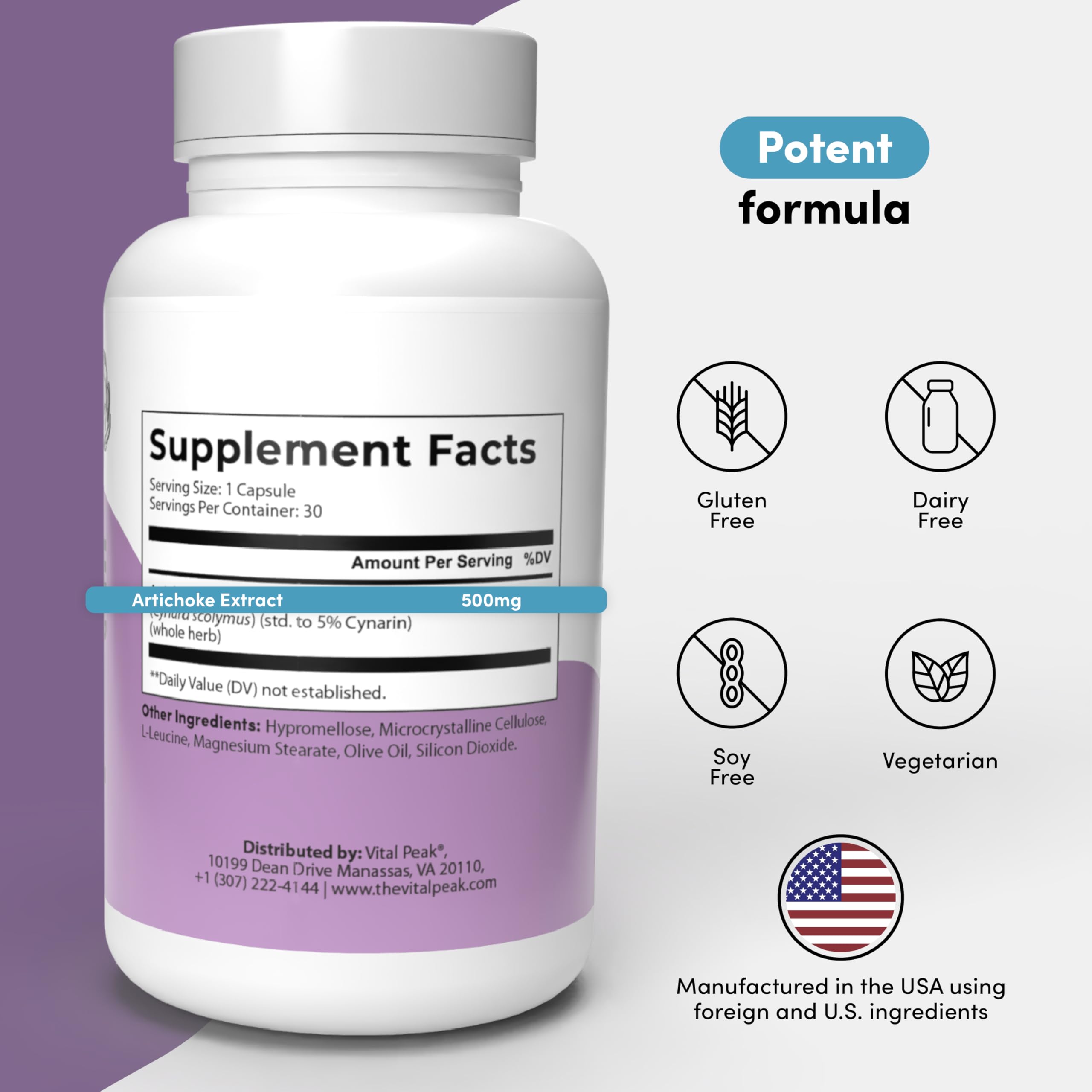 Vital Peak energy and focus artichoke capsule for daytime stamina.