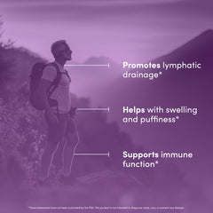 Vital Peak Lymph Peak on desk with label visible, convenient daily supplement.