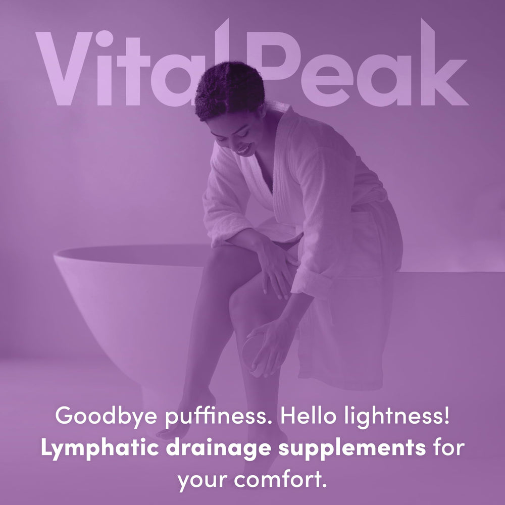 Vital Peak Lymph Peak nightstand setup for daily wellness routine.