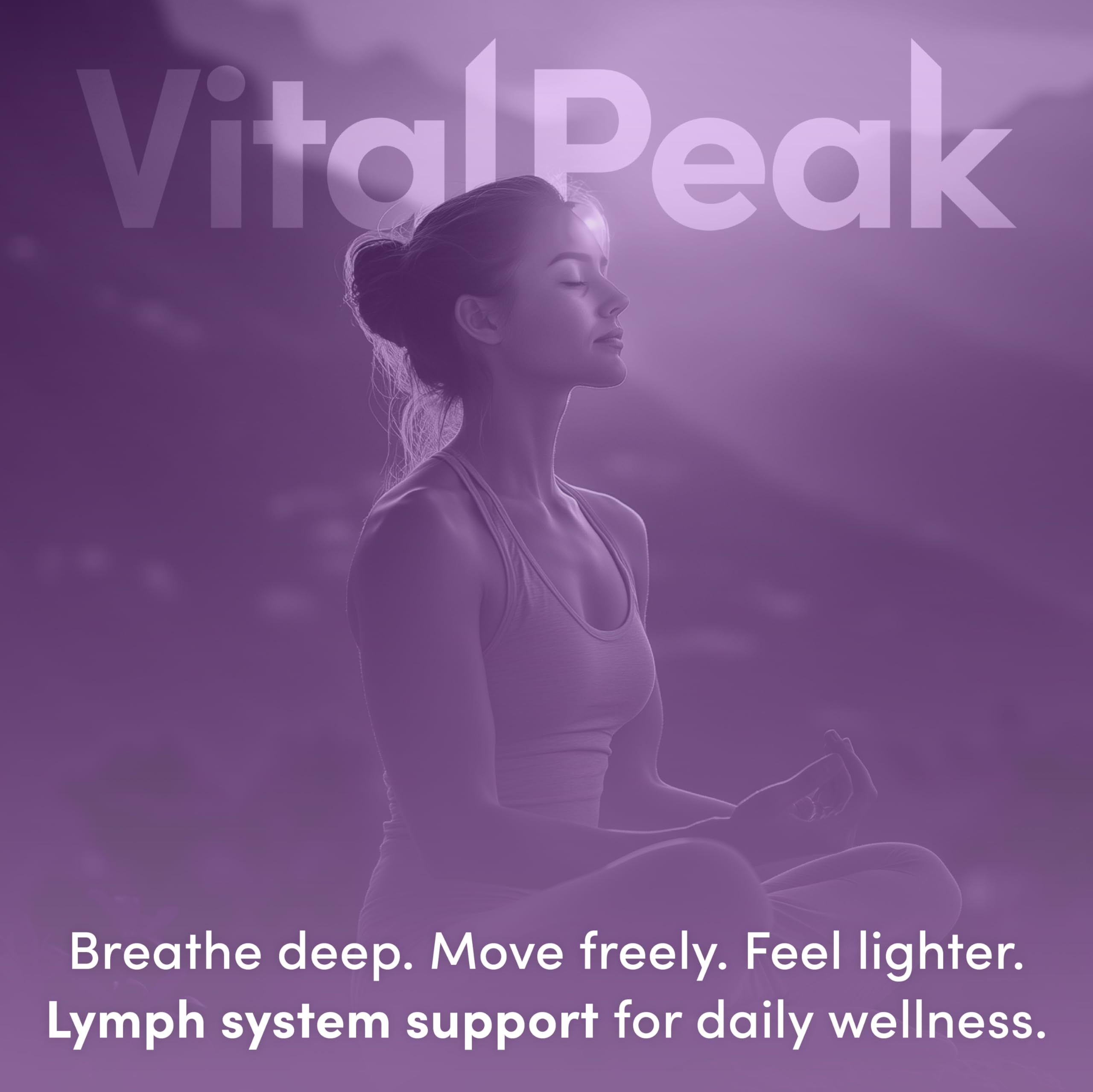 Vital Peak Lymph Peak box and bottle with vegan, gluten-free icons.