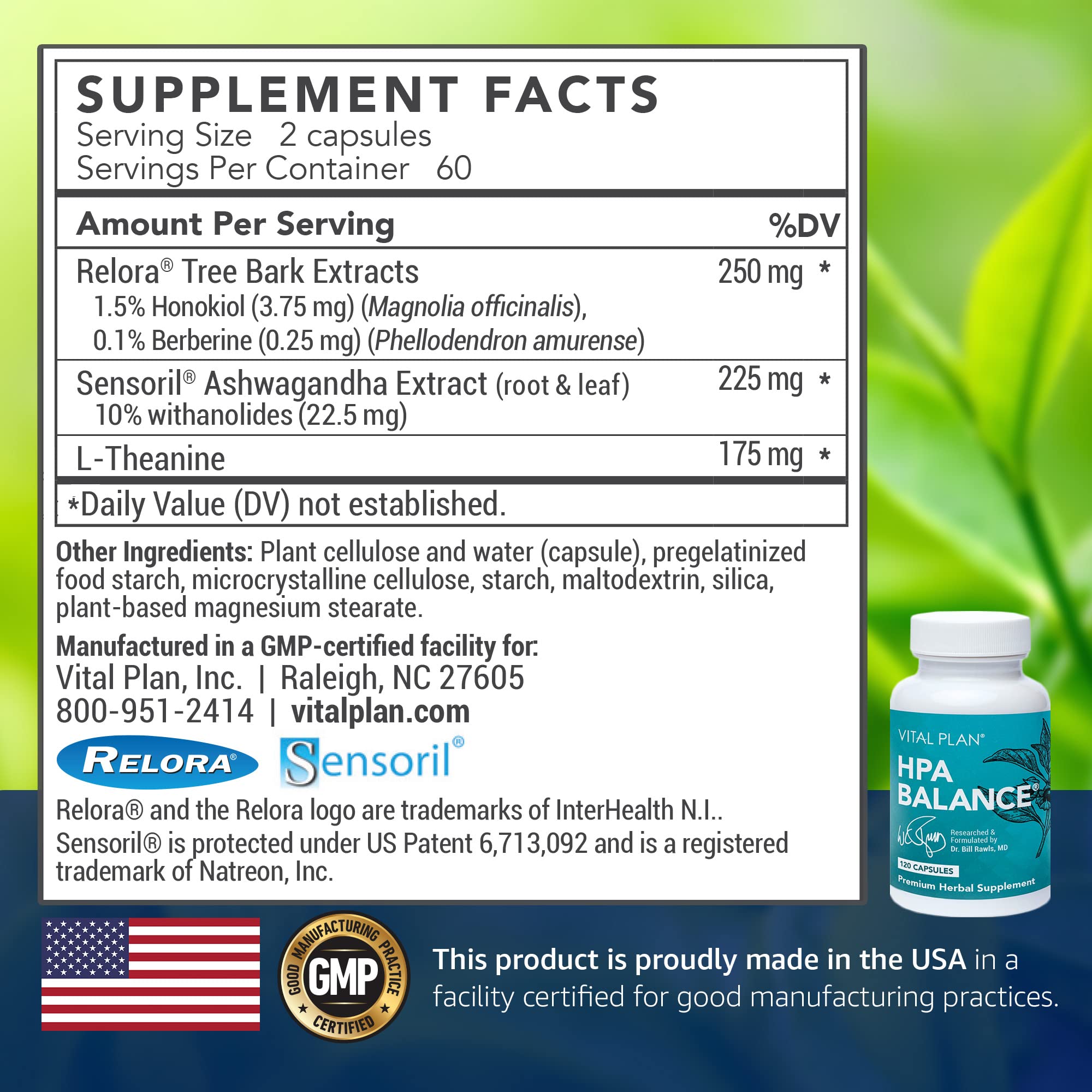 Vital Plan HPA Balance capsules closeup for easy daily use