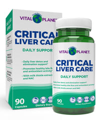 Vital Planet Critical Liver Care bottle on a clean surface signaling daily liver support